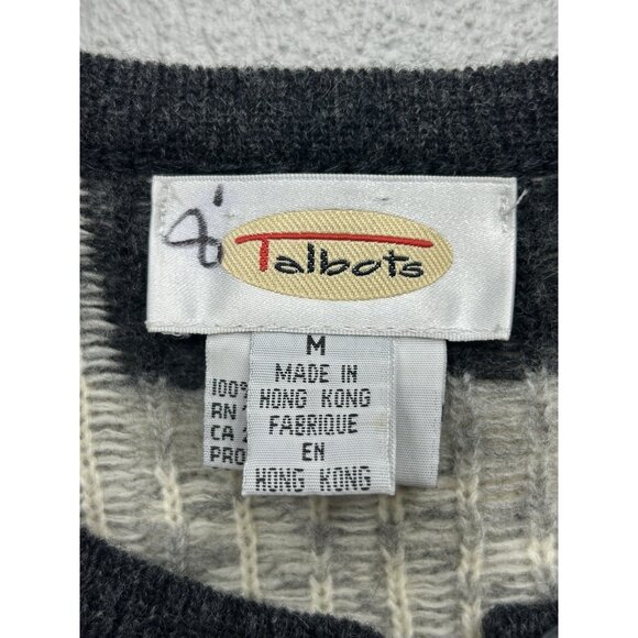 Vintage Talbots 100% Wool cardigan Sweater Medium Leaf Print Fall Hong Kong - Picture 5 of 6